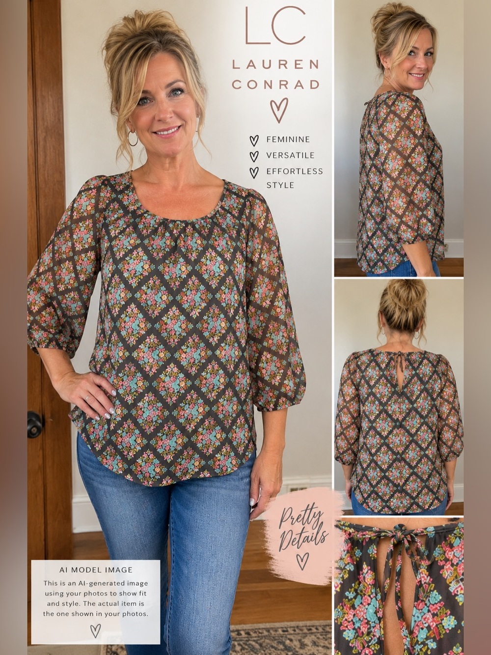 LC Lauren Conrad Floral Print Blouse